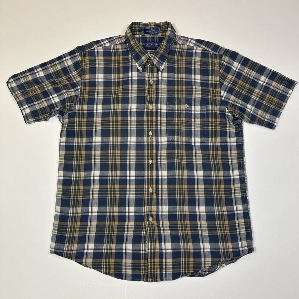 Pendleton Oceanside Plaid Shirt Men’s XL Short Sleeve Button Down Cotton
